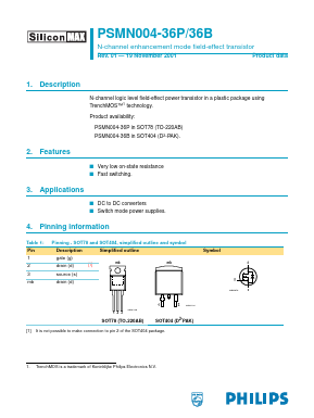 PSMN004-36B Datasheet PDF Philips Electronics