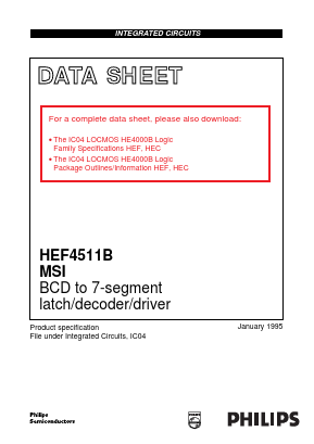 HEF4511BD Datasheet PDF Philips Electronics