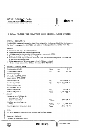 SAA7220 Datasheet PDF Philips Electronics