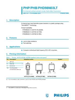 98N03LT Datasheet PDF Philips Electronics