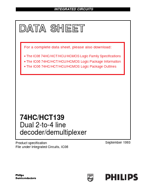 74HC139 Datasheet PDF Philips Electronics