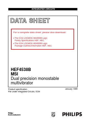HEF4538BU Datasheet PDF Philips Electronics