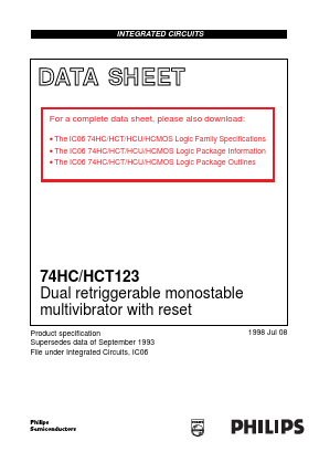 74HCT123D Datasheet PDF Philips Electronics