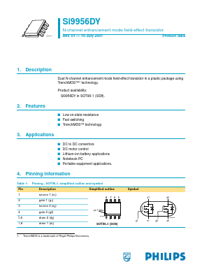 SI9956DY Datasheet PDF Philips Electronics