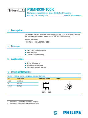 PSMN038-100K Datasheet PDF Philips Electronics