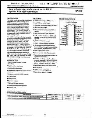 SA636 Datasheet PDF Philips Electronics