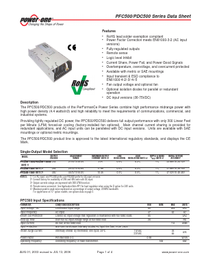 PDC500 Datasheet PDF Power-One Inc.