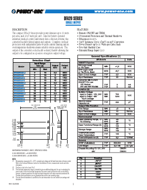 DFA20 Datasheet PDF Power-One Inc.