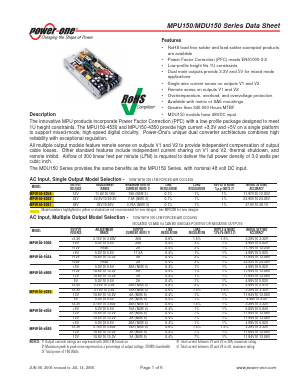 MPU150-3300 Datasheet PDF Power-One Inc.