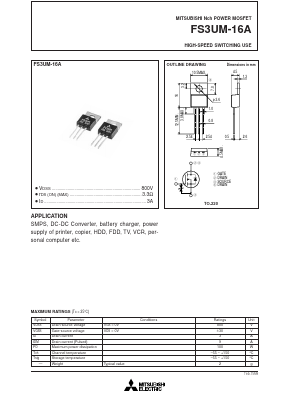 FS3UM-16A Datasheet PDF Powerex