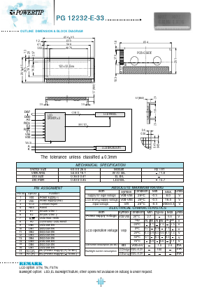 PG12232-E-33 Datasheet PDF Powertip Technology