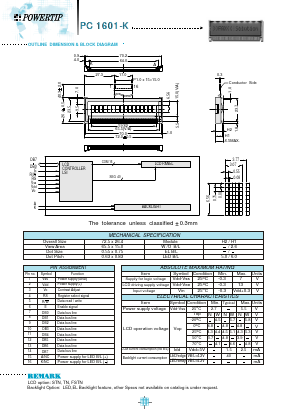 PC1601-K Datasheet PDF Powertip Technology