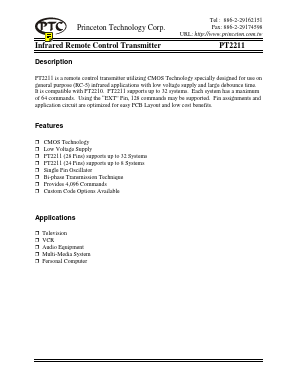 PT2211-24 Datasheet PDF Princeton Technology