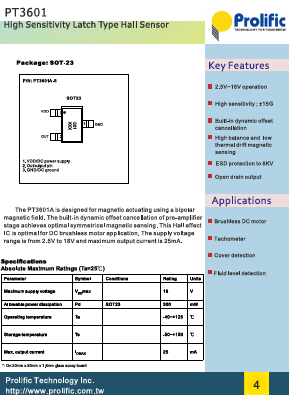 PT3601A-S Datasheet PDF Prolific