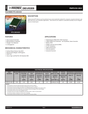 PMPS150-1812-T7 Datasheet PDF ProTek Devices.
