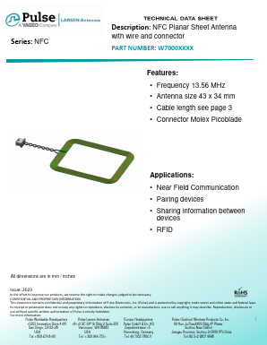 W7000T0070 Datasheet PDF Pulse Electronics