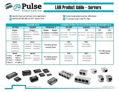 JXG0-0098NL Datasheet PDF Pulse Electronics