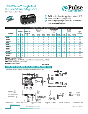 HX1198NLT Datasheet PDF Pulse Electronics