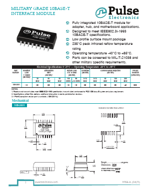 10B-2001 Datasheet PDF Pulse Electronics