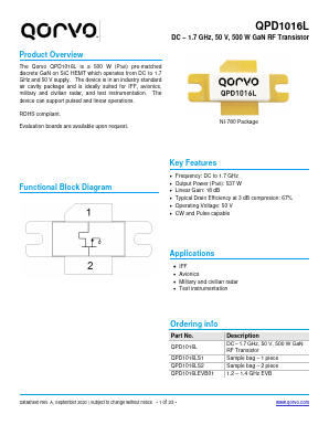 QPD1016LEVB01 Datasheet PDF Qorvo, Inc