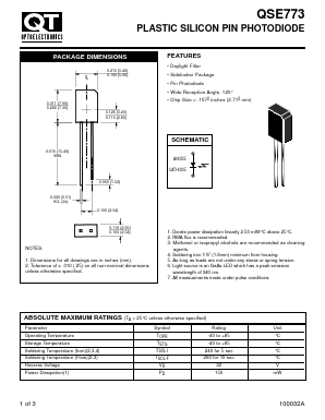 QSE773 Datasheet PDF QT Optoelectronics => Fairchildsemi