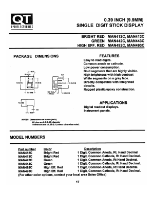 MAN442C Datasheet PDF QT Optoelectronics => Fairchildsemi