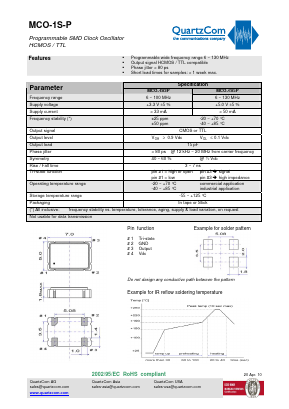 MCO-1S-P Datasheet PDF QUARTZCOM the communications company