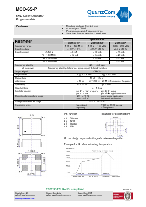MCO-6S-P Datasheet PDF QUARTZCOM the communications company