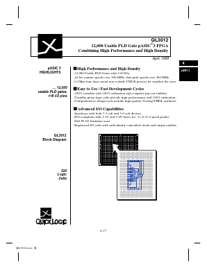 QL3012-0PL84C Datasheet PDF QuickLogic Corporation