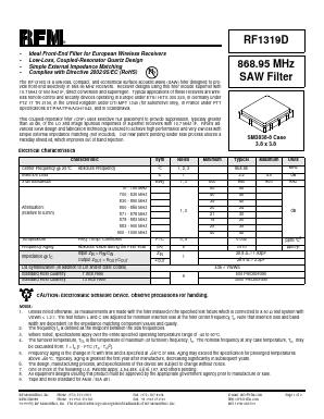 RF1319D Datasheet PDF RF Monolithics, Inc