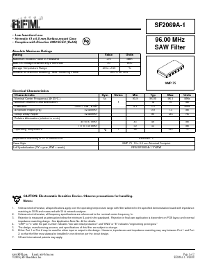 SF2069A-1 Datasheet PDF RF Monolithics, Inc