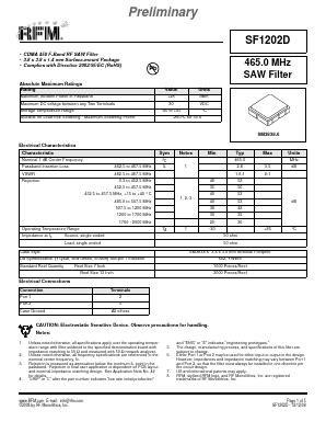 SF1202D Datasheet PDF RF Monolithics, Inc
