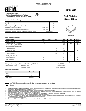 SF2134E Datasheet PDF RF Monolithics, Inc