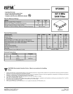SF2089C Datasheet PDF RF Monolithics, Inc