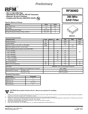 RF3606D Datasheet PDF RF Monolithics, Inc