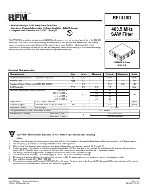 RF1419D Datasheet PDF RF Monolithics, Inc