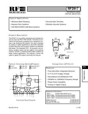 RF2917 Datasheet PDF RF Micro Devices