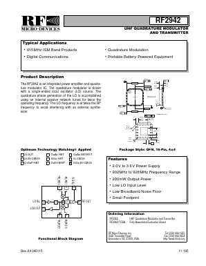 RF2942PCBA Datasheet PDF RF Micro Devices