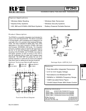 RF2945PCBA-M Datasheet PDF RF Micro Devices