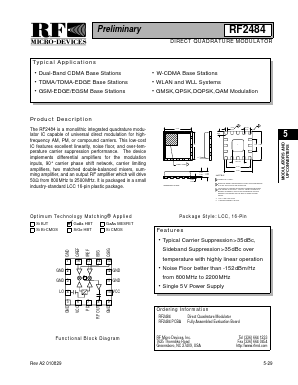 RF2484 Datasheet PDF RF Micro Devices