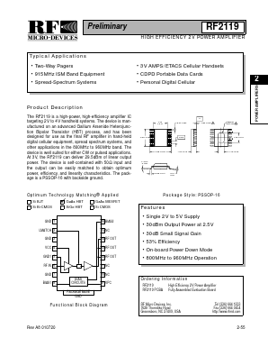 RF2119PCBA Datasheet PDF RF Micro Devices