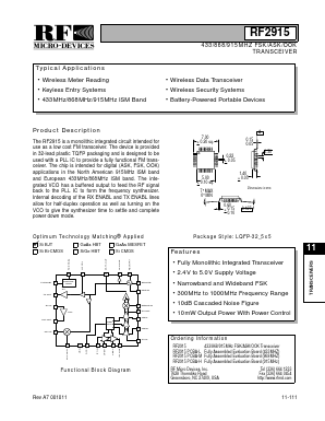 RF2915PCBA-L Datasheet PDF RF Micro Devices