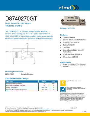D8740270GT Datasheet PDF RF Micro Devices