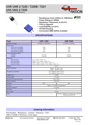 UNS2-T220 Datasheet PDF Riedon Powertron