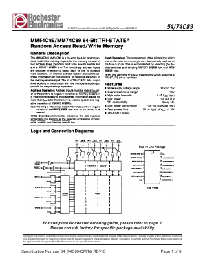 MM54C89J/883 Datasheet PDF Rochester Electronics