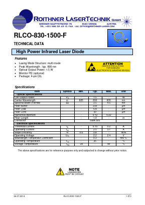 RLCO-830-1500-F Datasheet PDF Rochester Electronics