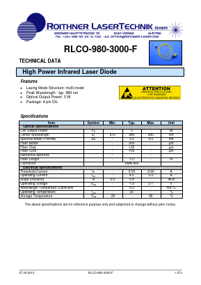 RLCO-980-3000-F Datasheet PDF Rochester Electronics