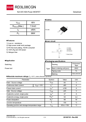 RD3L08CGN Datasheet PDF ROHM Semiconductor