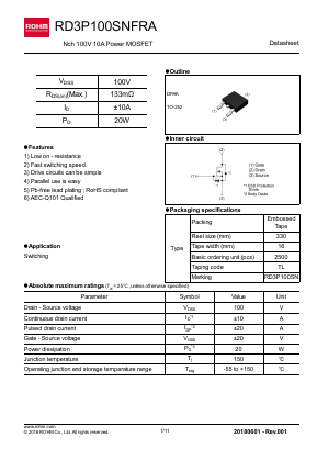 RD3P100SNFRA Datasheet PDF ROHM Semiconductor