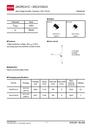 2SC4102U3 Datasheet PDF ROHM Semiconductor
